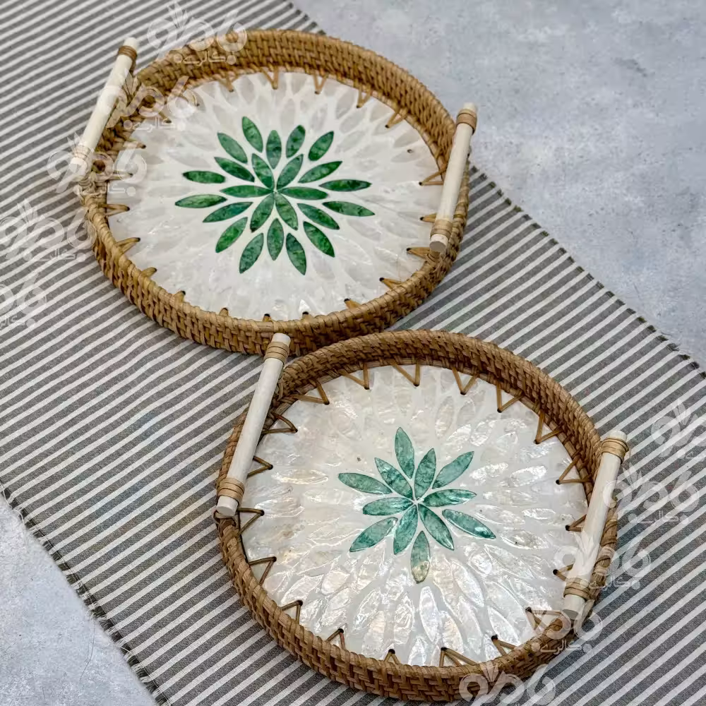 سینی حصیری طرحدار گرد کدsk56