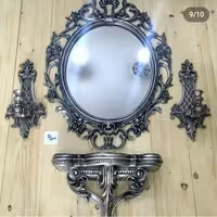 آینه و کنسول دیواری طرح زمرد سایز متوسط