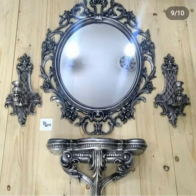 آینه و کنسول دیواری طرح زمرد سایز متوسط