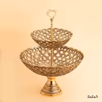 میوه خوری برنجی آنتیک دو طبقه مدل نرگس