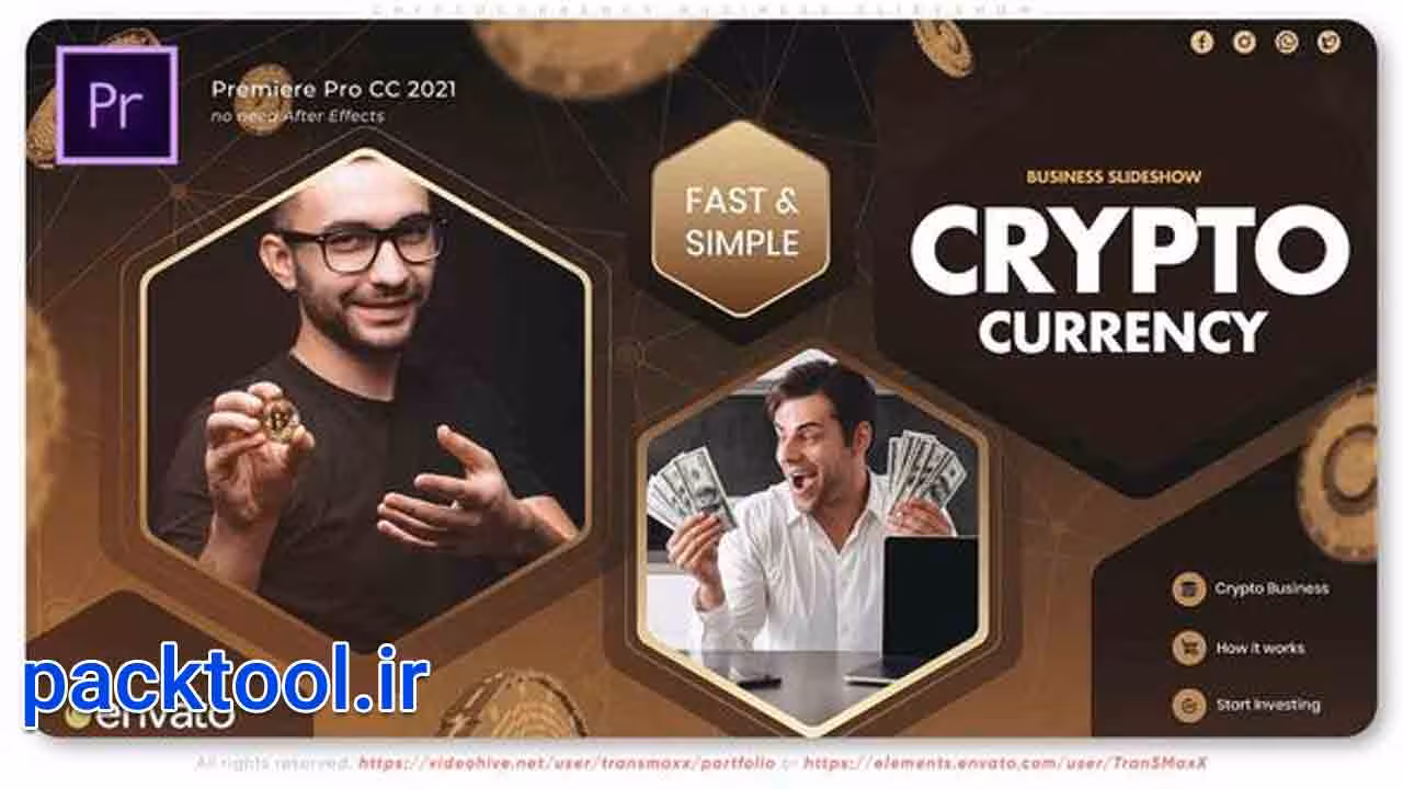 دانلود پروژه پریمیر اسلایدشو تجاری ارز دیجیتال Crypto Business Slideshow - پک تول