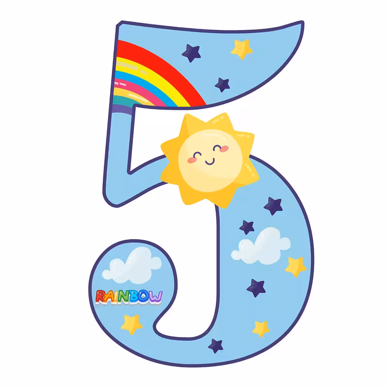 استند رومیزی تولد مدل عدد 5 طرح رنگین کمان کد 1868