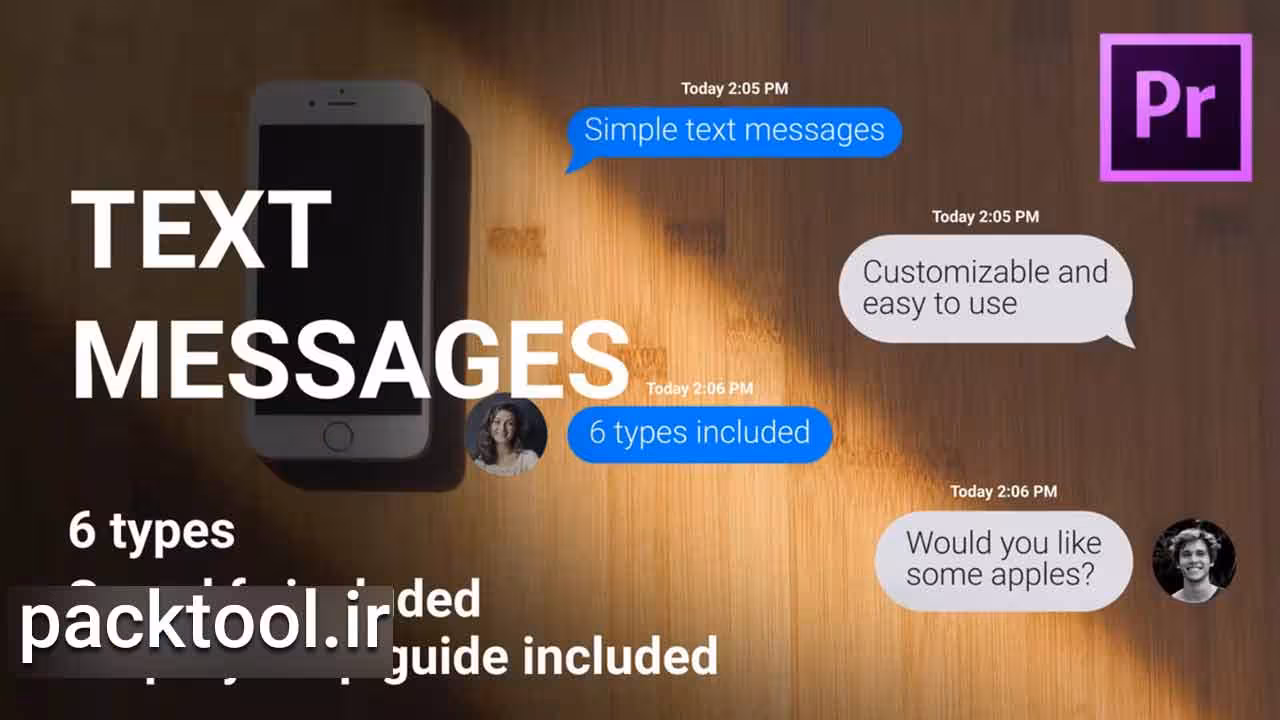دانلود پروژه پریمیر نمایش پیامک Text Messages For Premiere Pro - پک تول