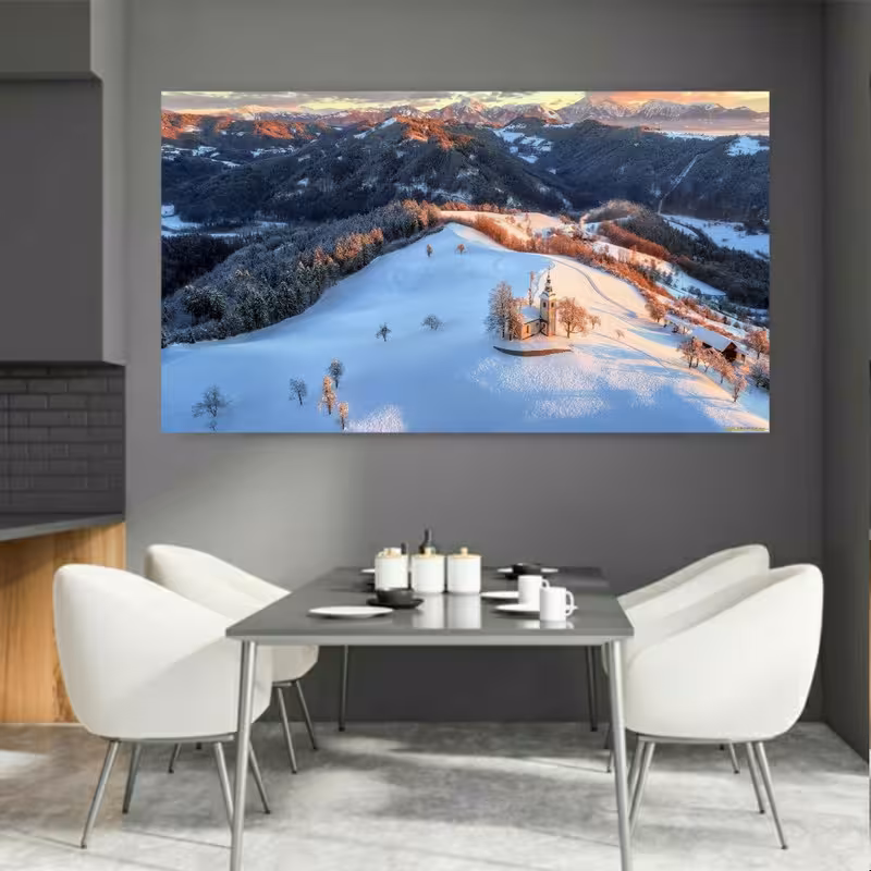 تابلو شاسی طرح طبیعت زمستان برفی مدل SDT1425 | دنیای قاب