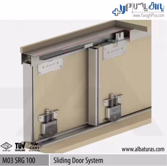 مکانیزم دو درب کمد ریلی 60 کیلویی توکار آرام بند آلباتور