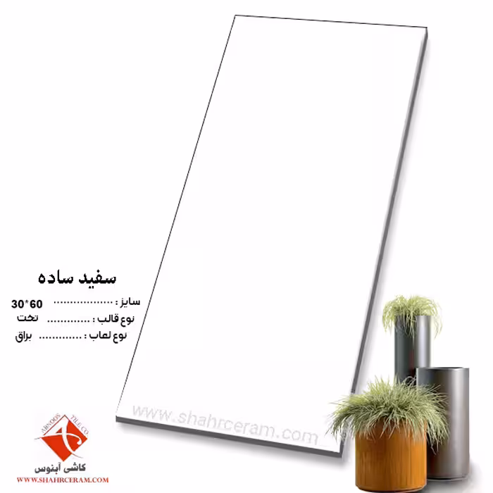سرامیک سفید ساده 60*30 کاشی آبنوس