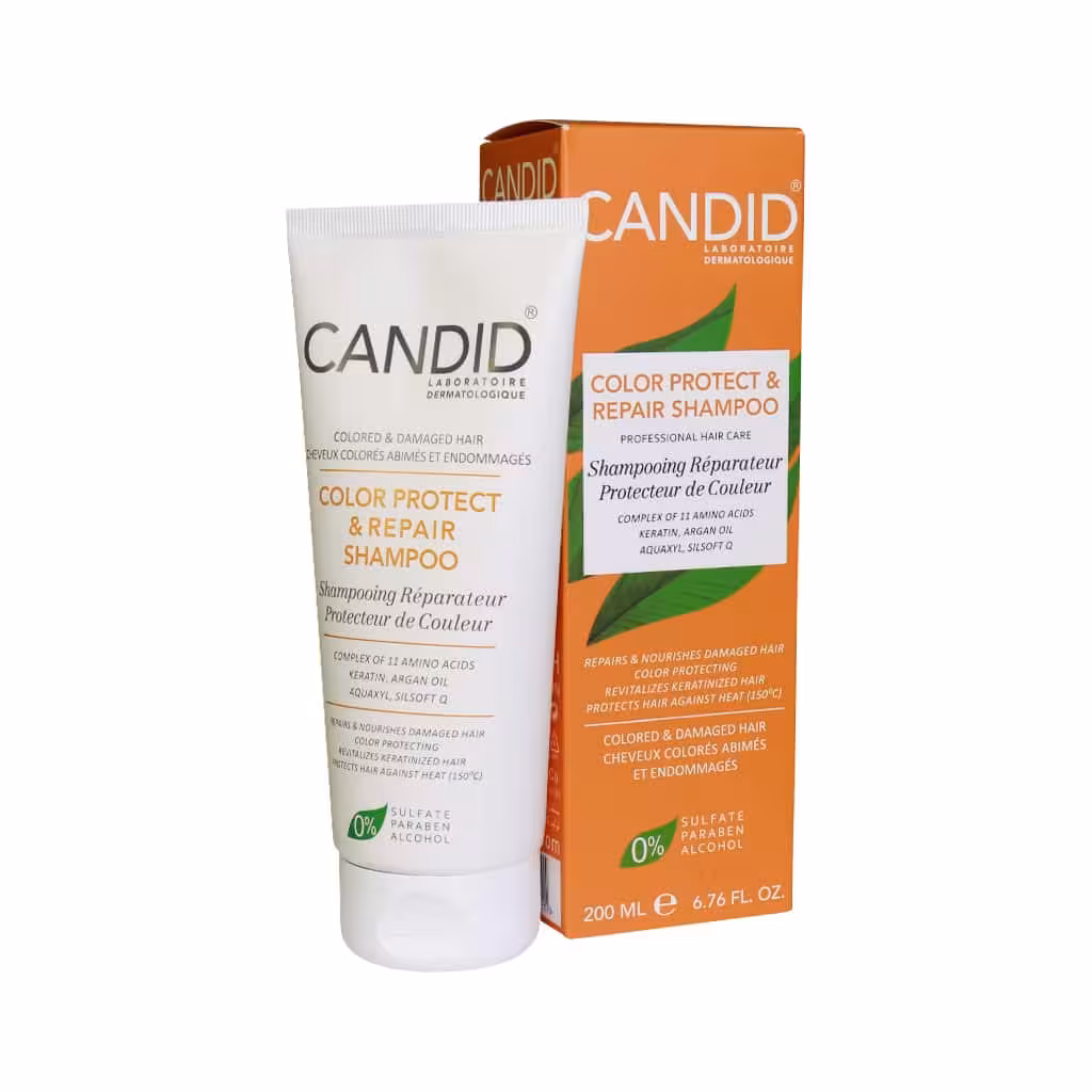 شامپو تثبیت رنگ و ترمیم کننده مو کاندید 200 میلی لیتر Candid Color Protect And Repair Shampoo 200 ml