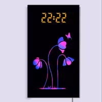 ساعت دیواری لوکس و دکوراتیو دیجیتال چند منظوره (طرح گل لاله)