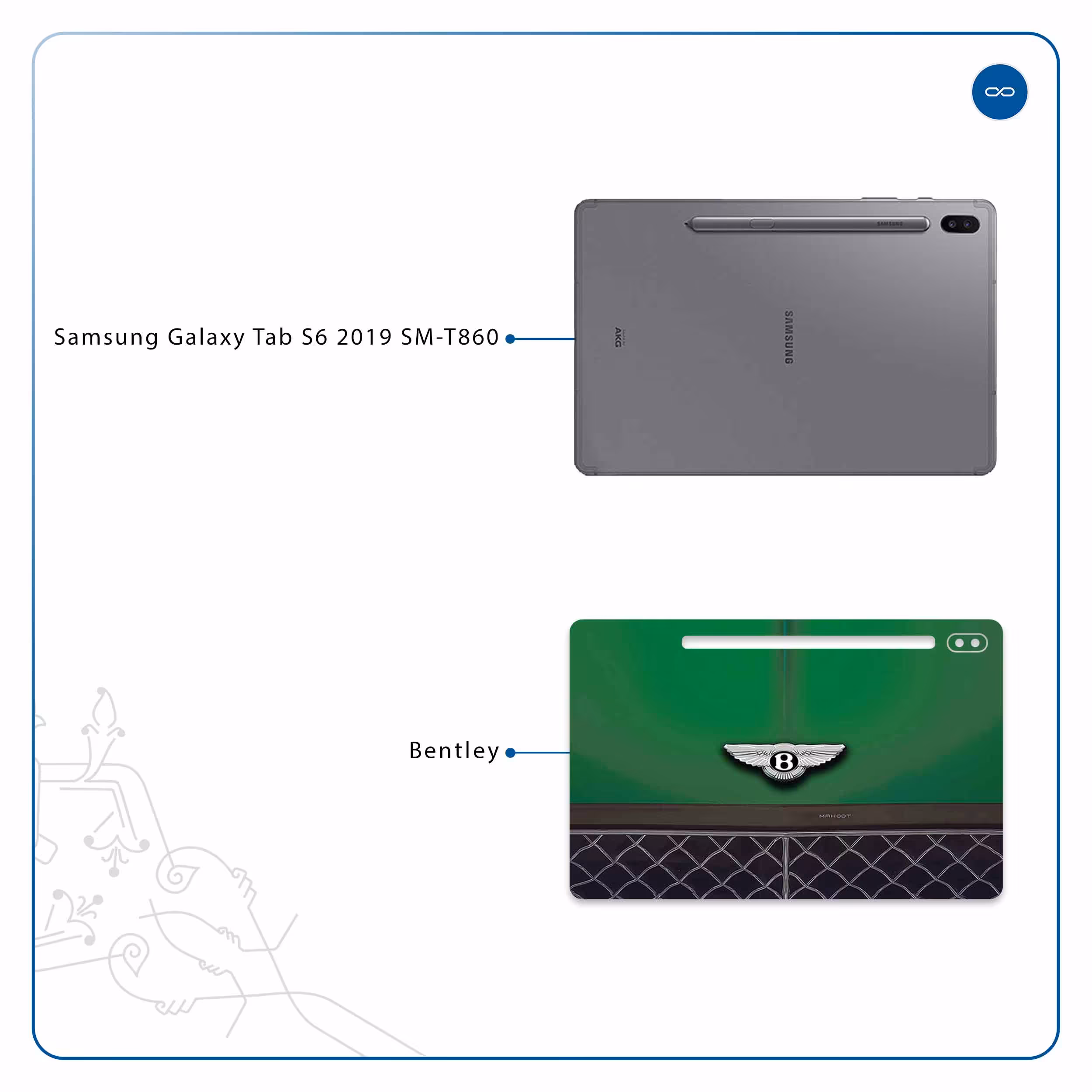 برچسب پوششی ماهوت مدل Bentley مناسب برای تبلت سامسونگ Galaxy Tab S6 2019 SM-T860