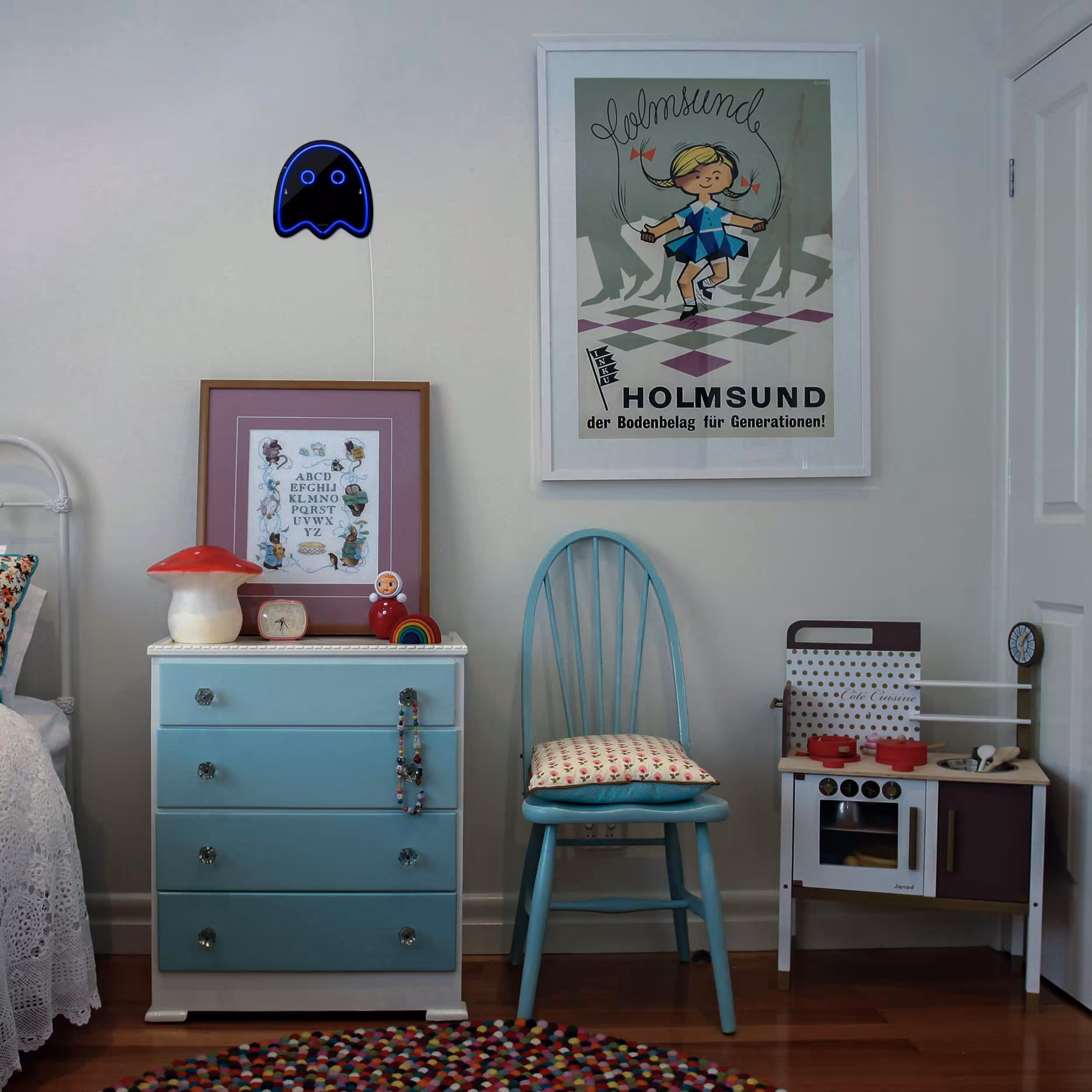 چراغ دیواری نئون دیزاین طرح Packman-2-BL_BL