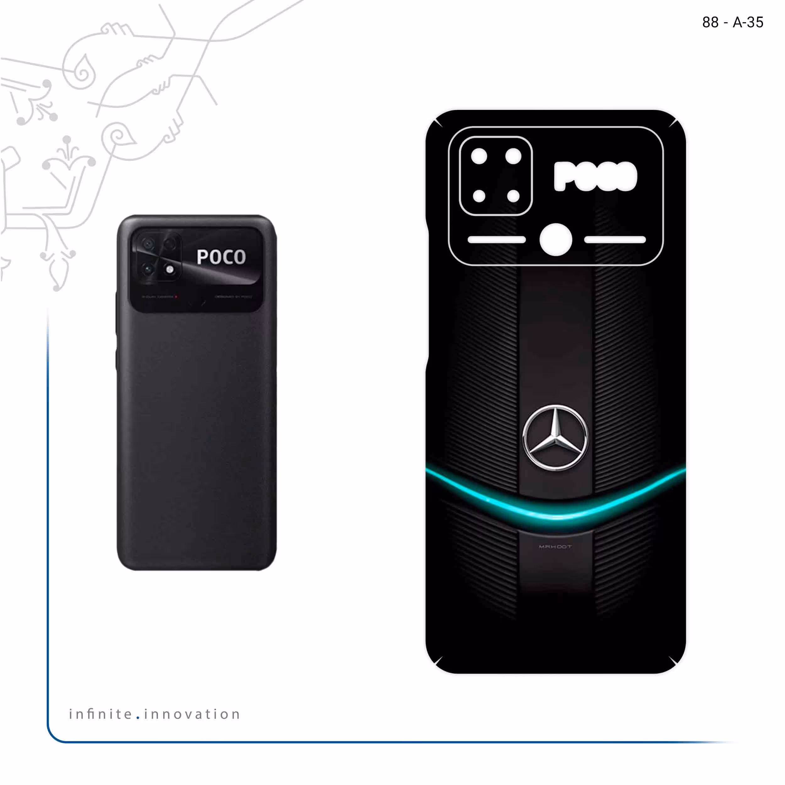 برچسب پوششی ماهوت مدل Mercedes_Benz مناسب برای گوشی موبایل شیائومی Poco C40