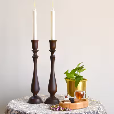 شمعدان مدل چوبی کد 02 مجموعه 3 عددی