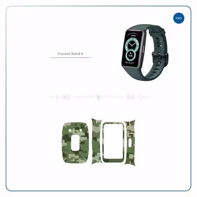 برچسب ماهوت طرح Army Green Pixel مناسب برای ساعت هوشمند هوآوی band 6