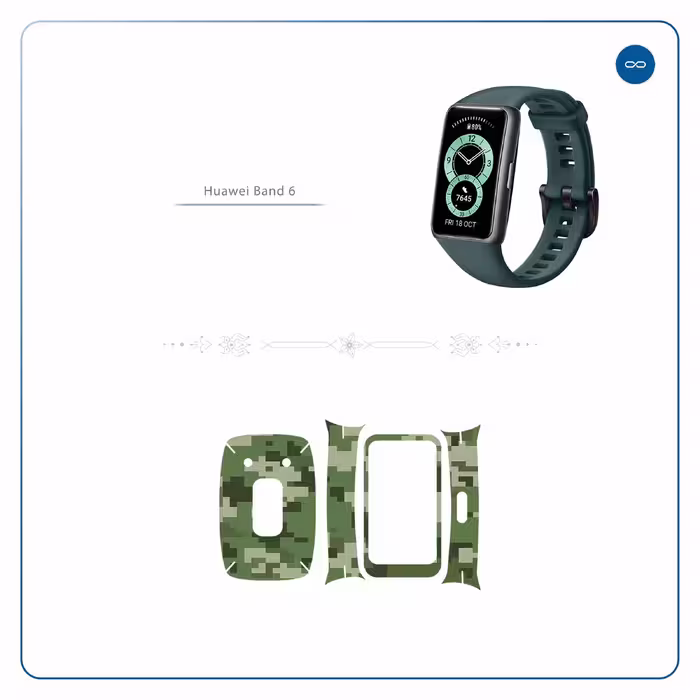 برچسب ماهوت طرح Army Green Pixel مناسب برای ساعت هوشمند هوآوی band 6