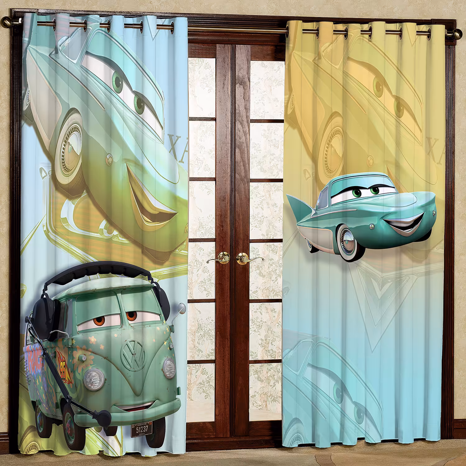 پرده مدل ماشین مخمل پانچی کد 1153L سایز 140x280 سانتی متر