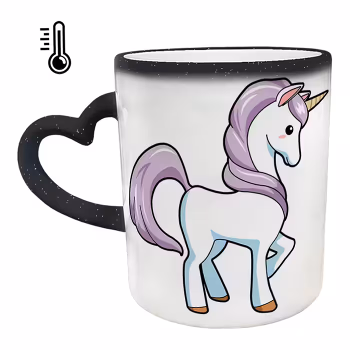 ماگ حرارتی مدل دسته قلبی اکلیلی طرح یونیکورن کد 35