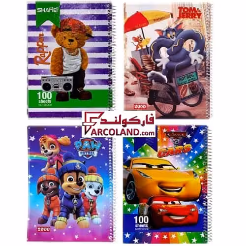 دفتر خط دار سیمی 100 برگ جلد سخت گالینگور طرح فانتزی پسرانه (فنری مشق)