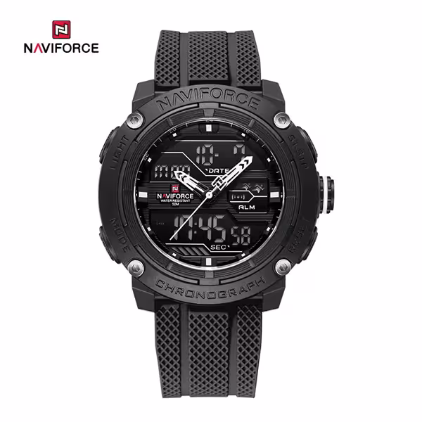 ساعت مچی اورجینال نیوی فورس دو زمانه مشکی Naviforce NF7114