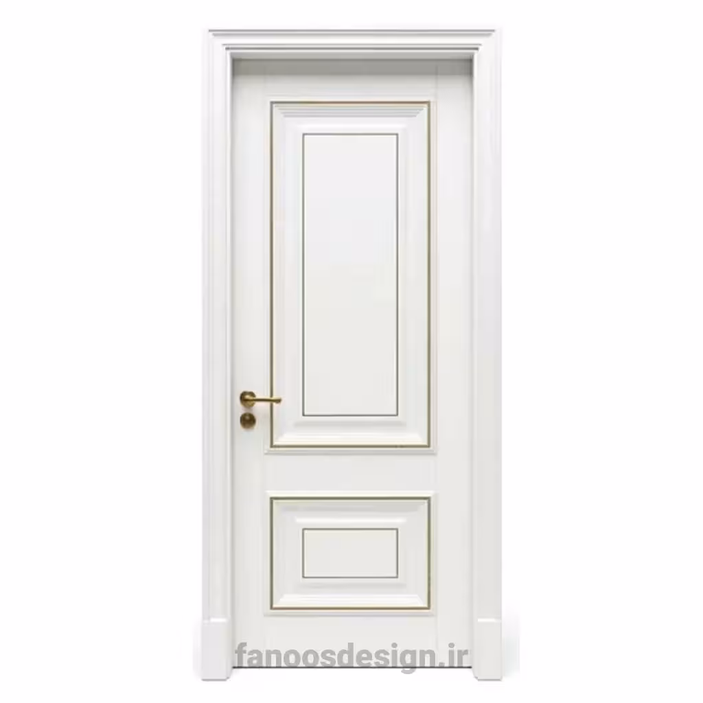 درب اتاق کلاسیک مدل وینتیج بژ با پنل برجسته و قاب‌کاری تزئینی کد 30316