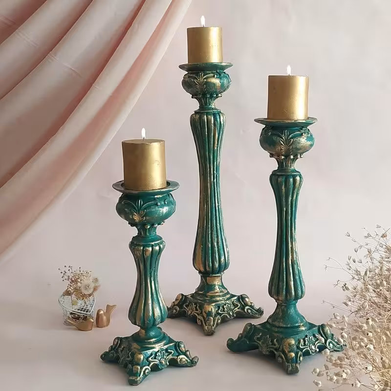 شمعدان دکوری مدرن رومیزی مجموعه سه عددی