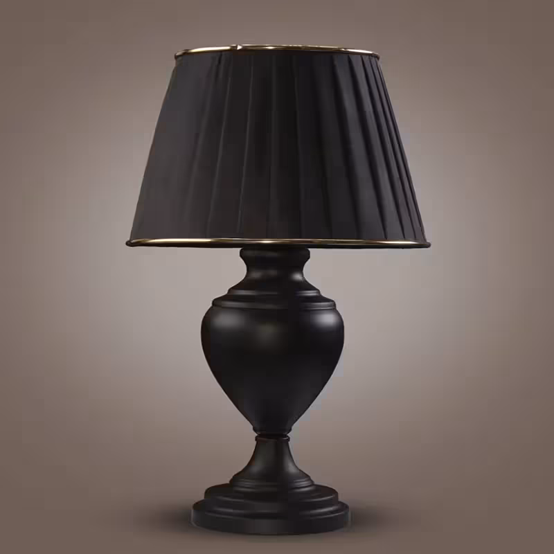 آباژور کوزه ای مشکی کلاسیک شید دار