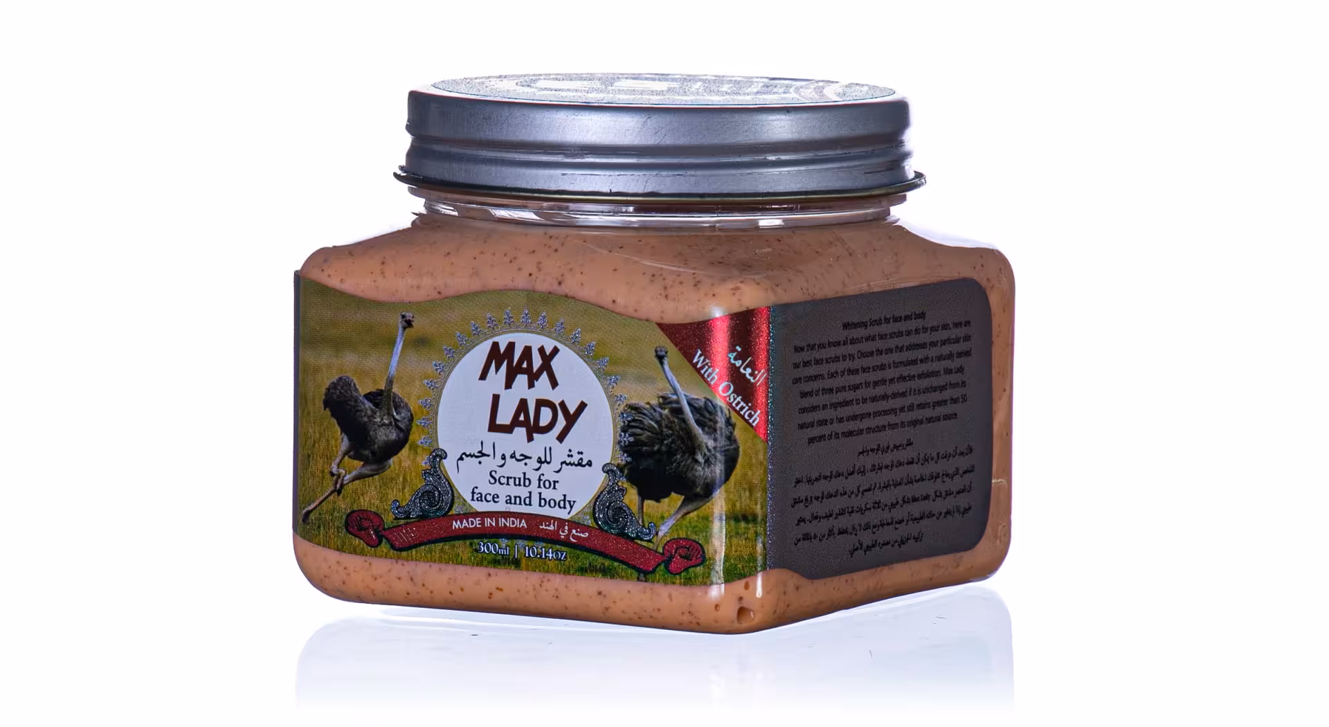 اسکراب شنی صورت و بدن شترمرغ مکس لیدی 300ml
