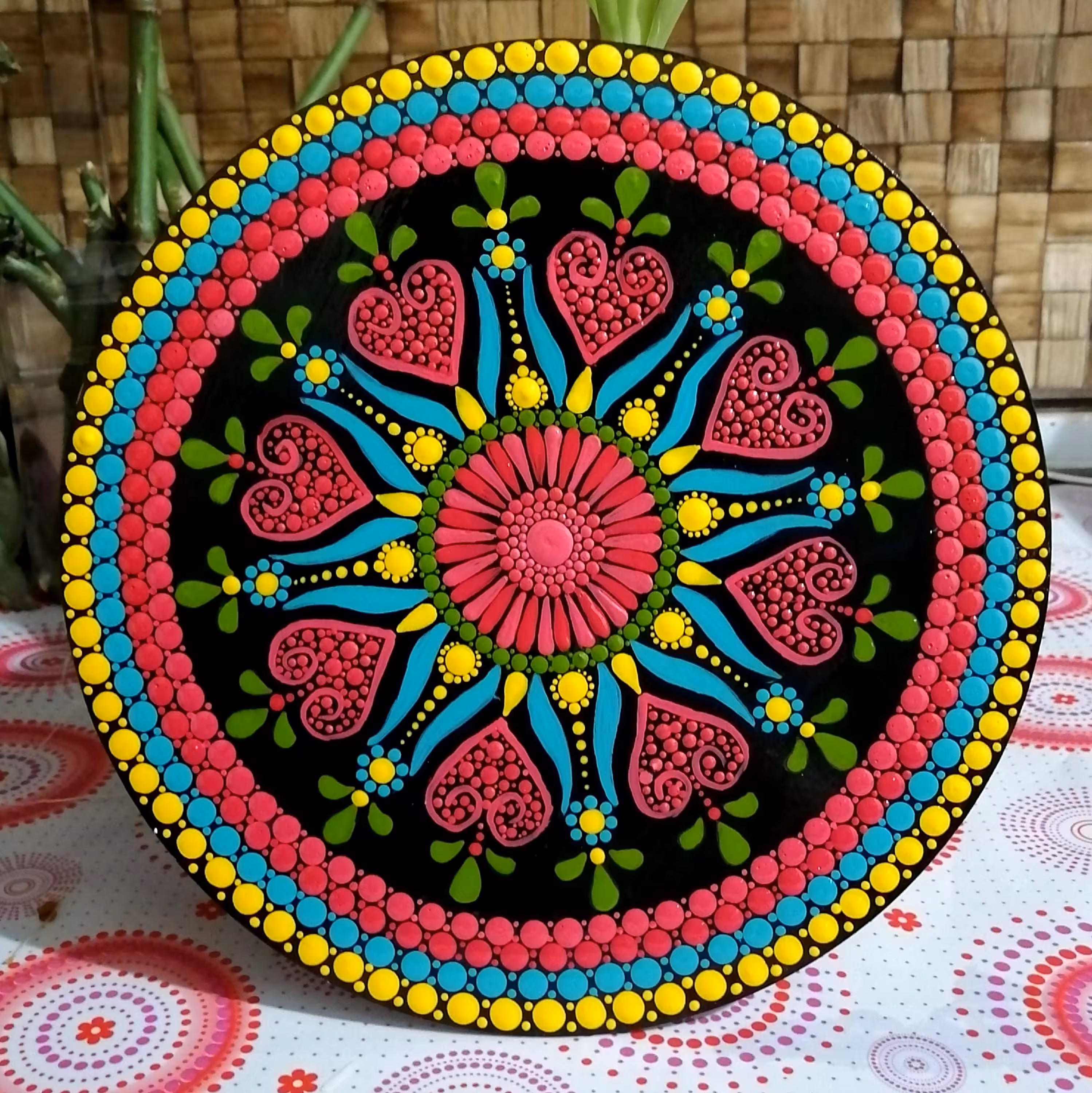 اسلایس چوبی با طرح تلفیقی ماندالا ونقاشی