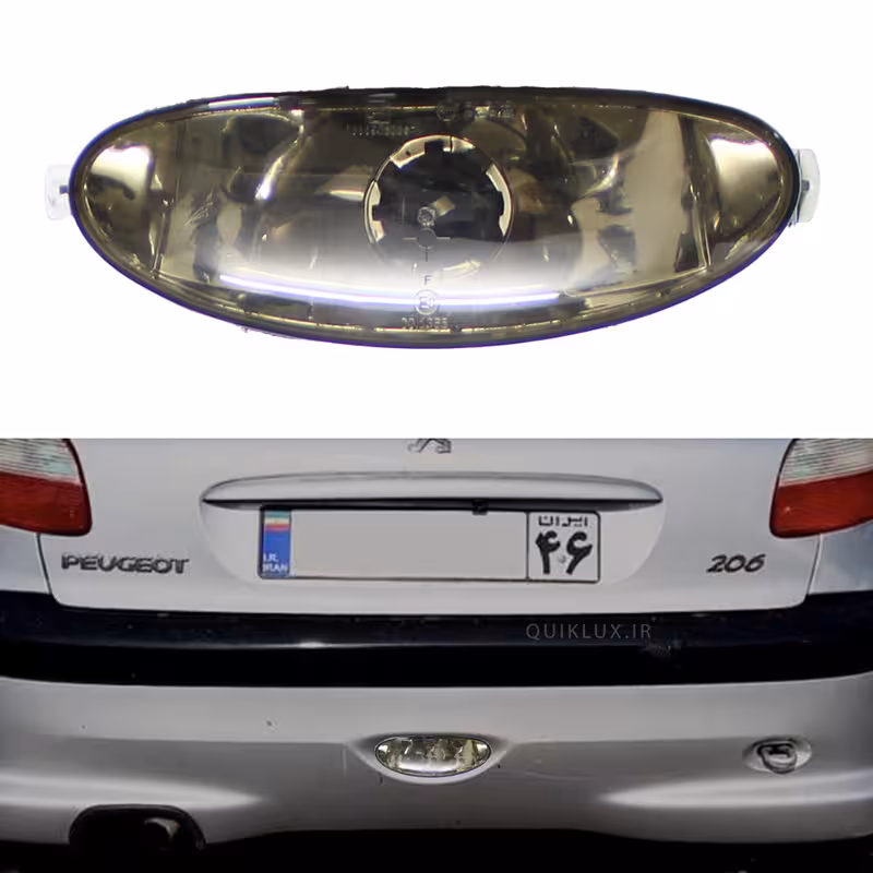 چراغ مه شکن عقب پژو 206 طرح دودی (کریستالی)