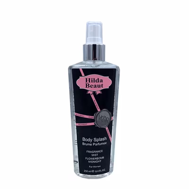 بادی اسپلش زنانه هیلدا بیوت مدل فلاور بمب میدنایت hilda beaut flowerbomB midnigh Body Splash حجم 250mL