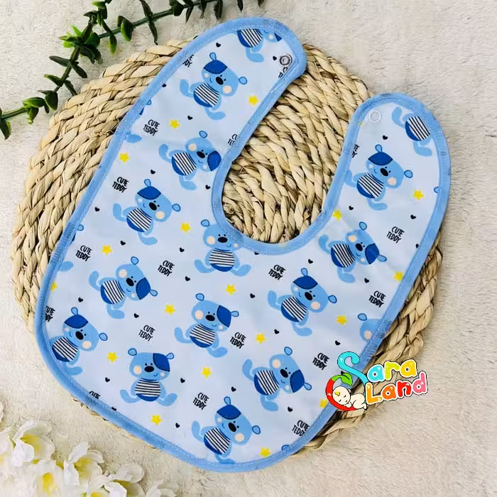 پیشبند نوزاد مخمل طرح خرس آبی