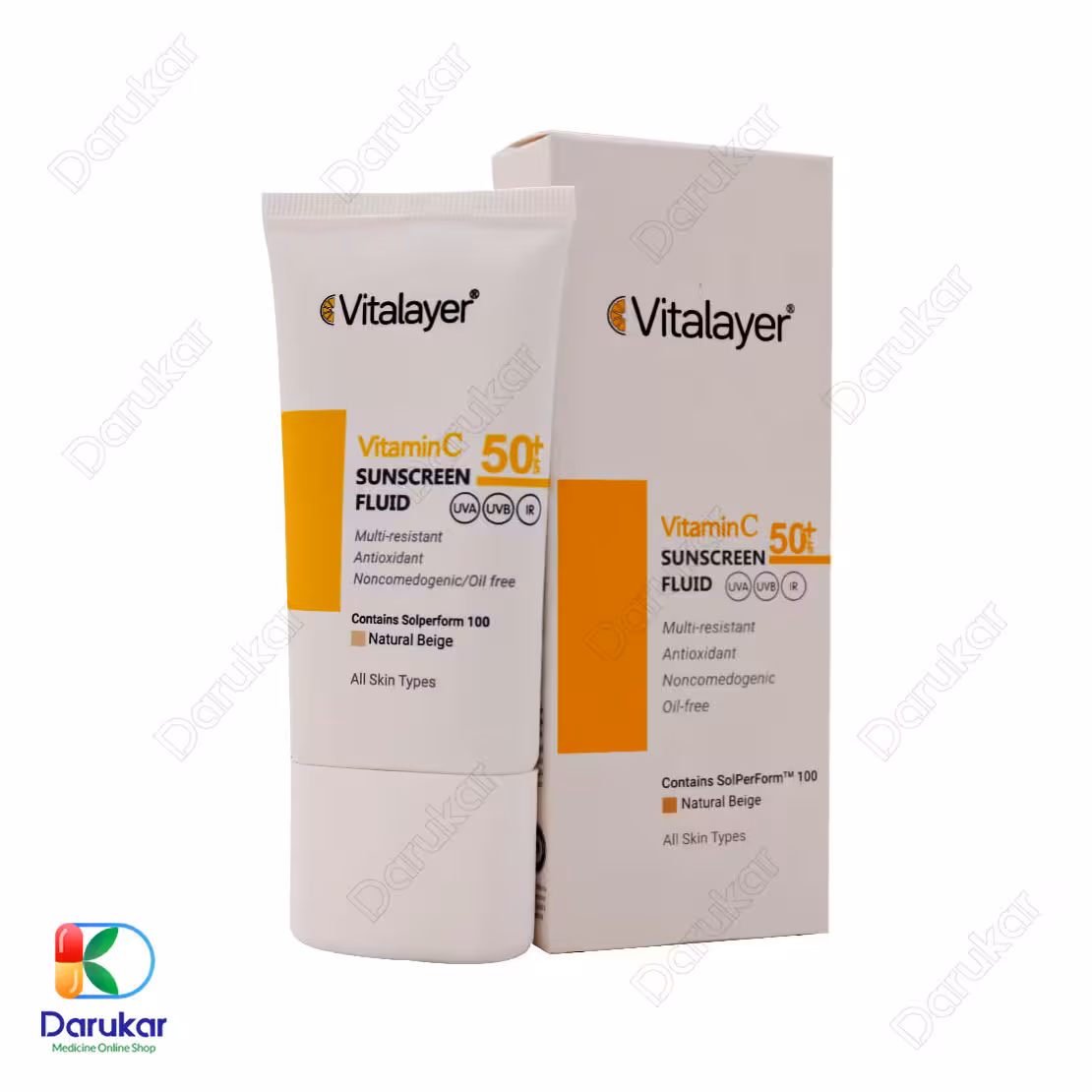 فلوئید ضد آفتاب ویتامین C ویتالیر SPF50 حجم 50 میلی لیتر