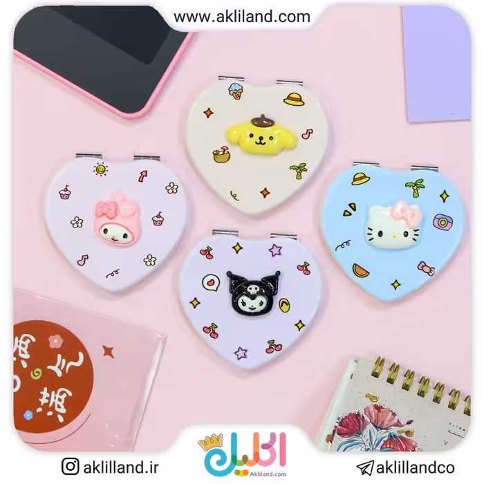 آینه قلبی طرح برجسته کرومی