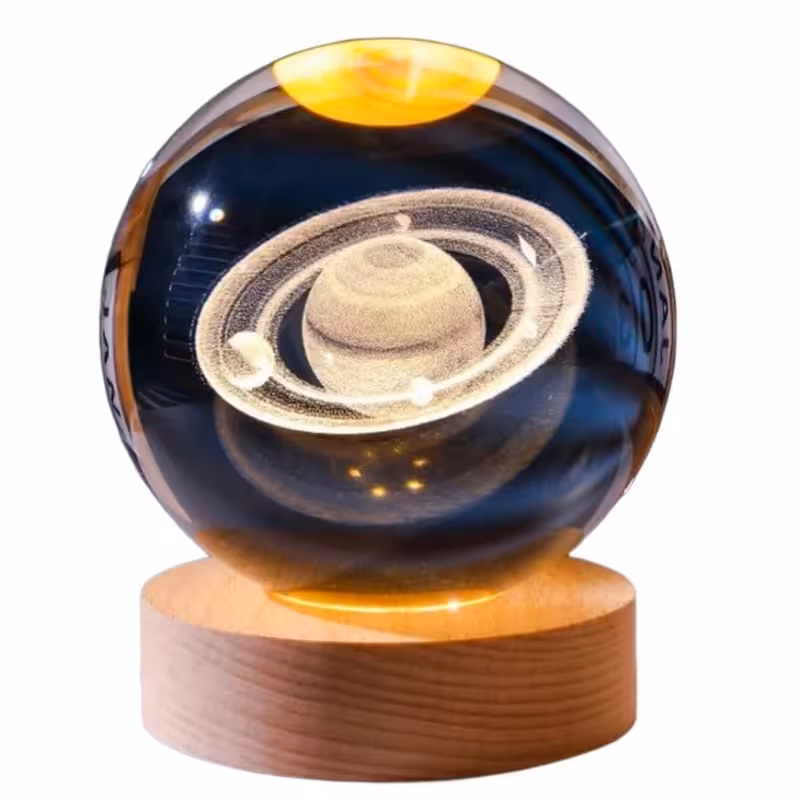 چراغ خواب مدل گوی کریستالی زحل 3D