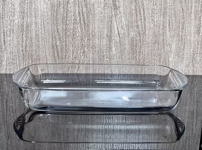 تابه مستطیل بلورین مدل شبنم مناسب برای پخت و سرو غذا