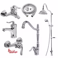 ست شیرآلات قاجاری کروم 6 تکه با علمک شیپوری