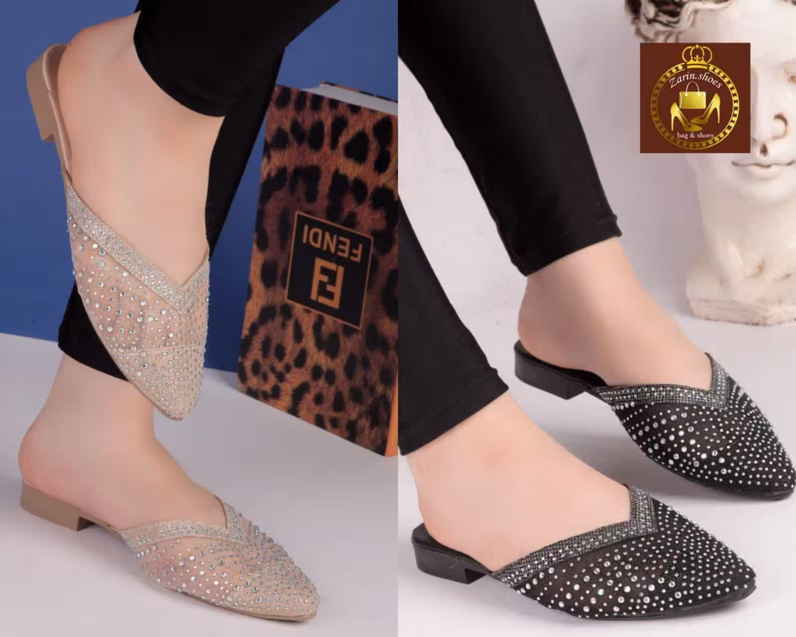 صندل روفرشی زنانه مجلسی نگینی