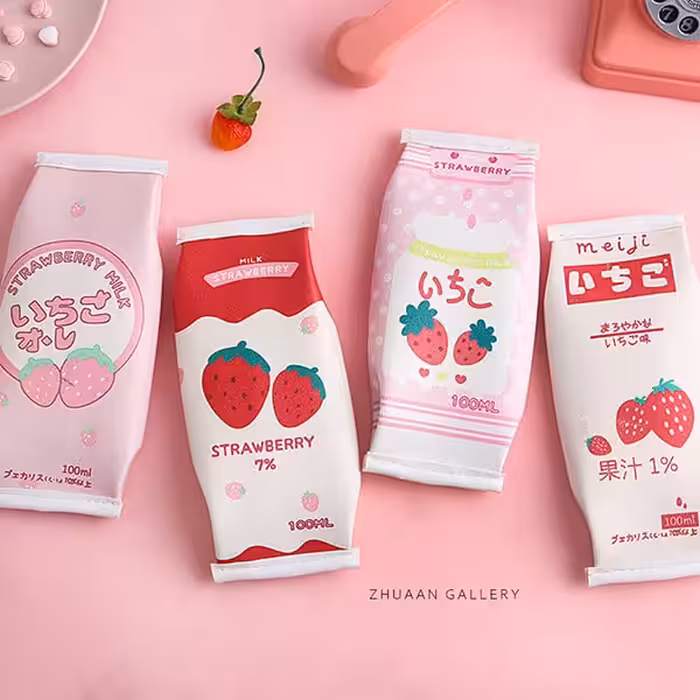 جامدادی پاکتی شیر توت فرنگی