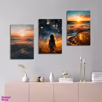 تابلو شاسی بکلیت طرح آسمان شب مدل SH-1173  مجموعه 3 عددی