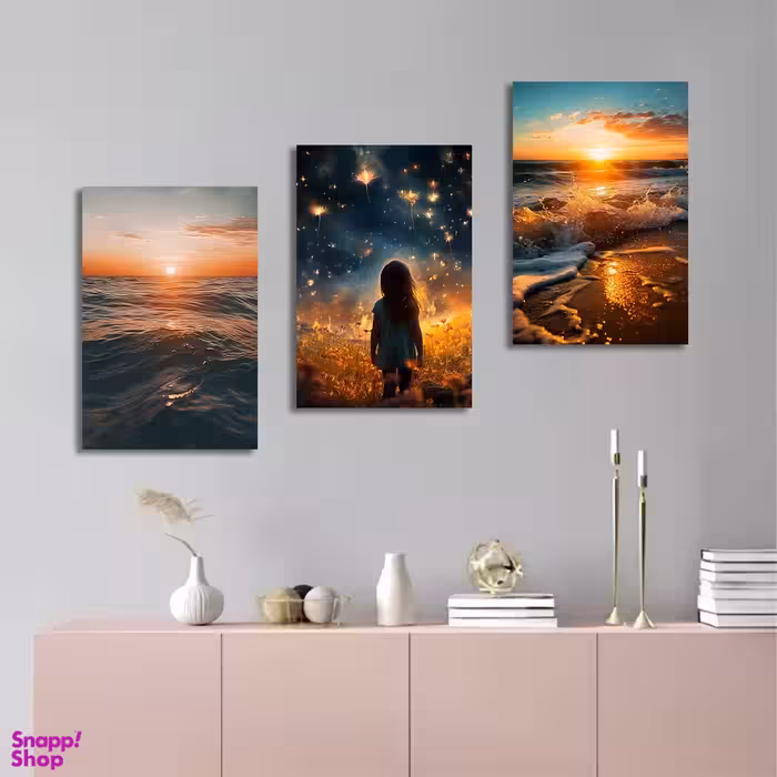 تابلو شاسی بکلیت طرح آسمان شب مدل SH-1173  مجموعه 3 عددی