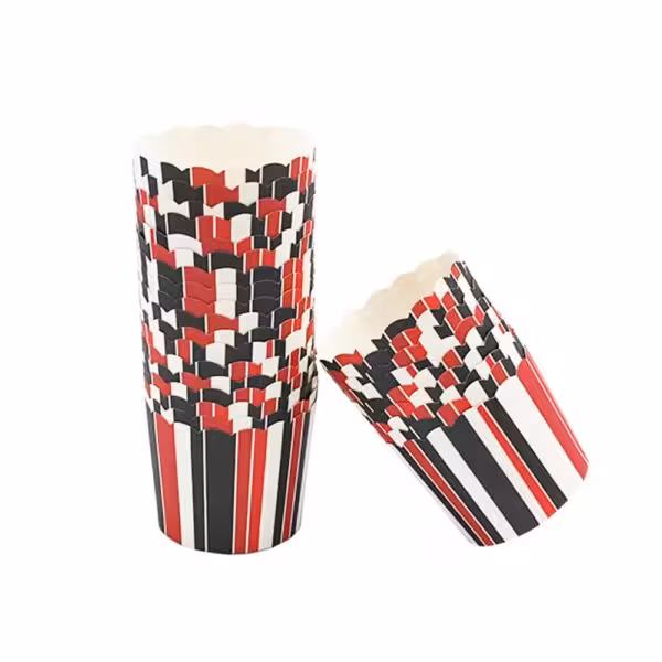 خرید کپسول مافین راه راه قرمز، سفید، مشکی