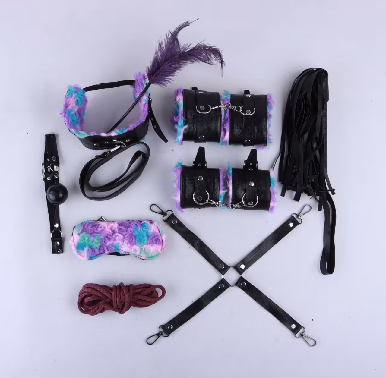 اکسسوری چرم داخل خز رنگین کمان