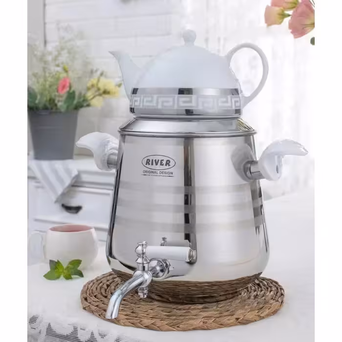 کتری و قوری استیل هرمی ریور RIVER کد 2143 نقره ای