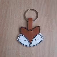 جاکلیدی چرم طبیعی گاو و دست دوز طرح روباه