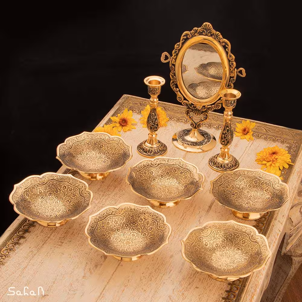 ست هفت سین برنجی آنتیک کد 1165