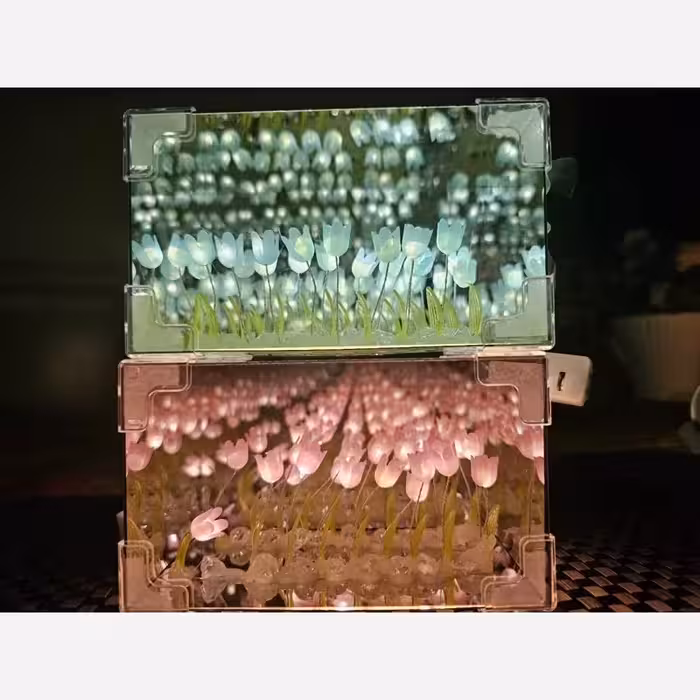 چراغ خواب طرح لاله های بینهایت مدل مکعبی مونتاژ شده شرکتی