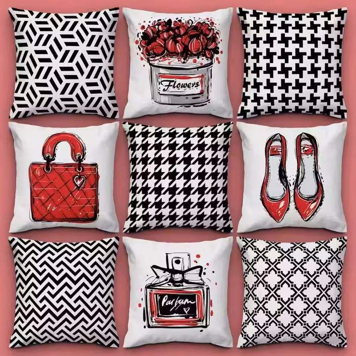 کاور کوسن کد 41 (ست قرمز و مشکی)