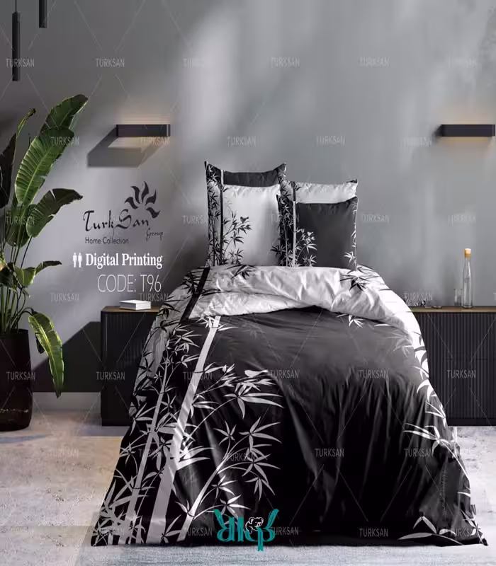 روتختی مشکی گلدار دونفره دورو کد T96