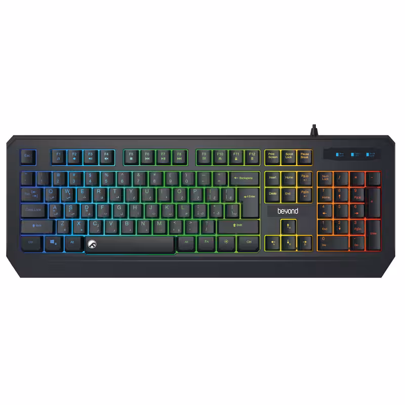 کیبورد بیاند مدل Bk-7140، سوئیچ ممبران، Full-size، نورپردازی LED RGB | کالا مکس