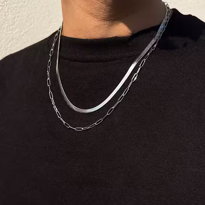 گردنبند استیل دو لاین اسپرت