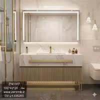 آینه و روشویی سرامیکی مدرن سفید زرین نیک کد ZN0307